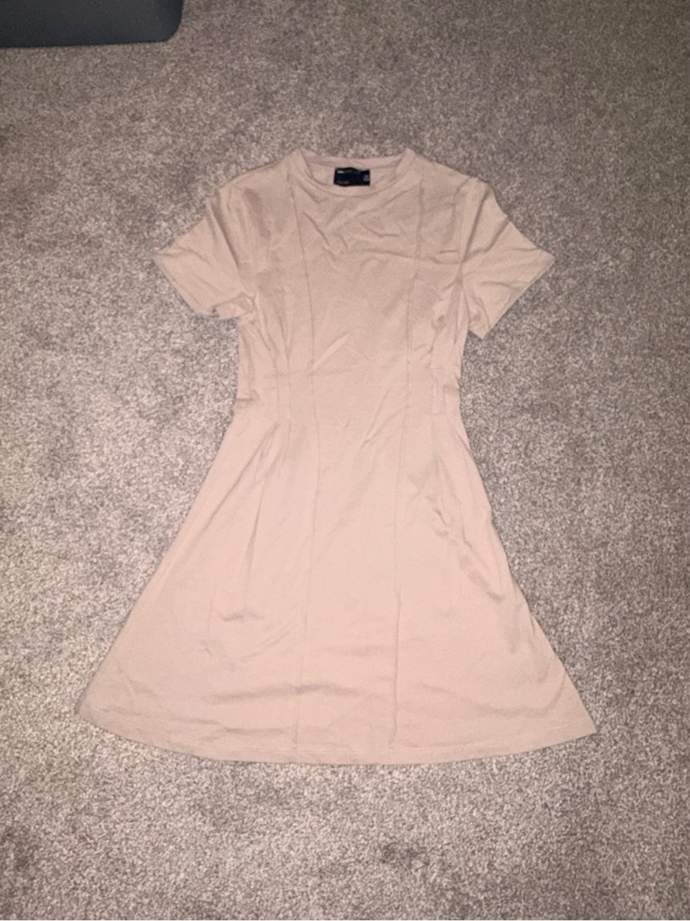 ASOS Short Sleeve A-Line Dress in Light Beige